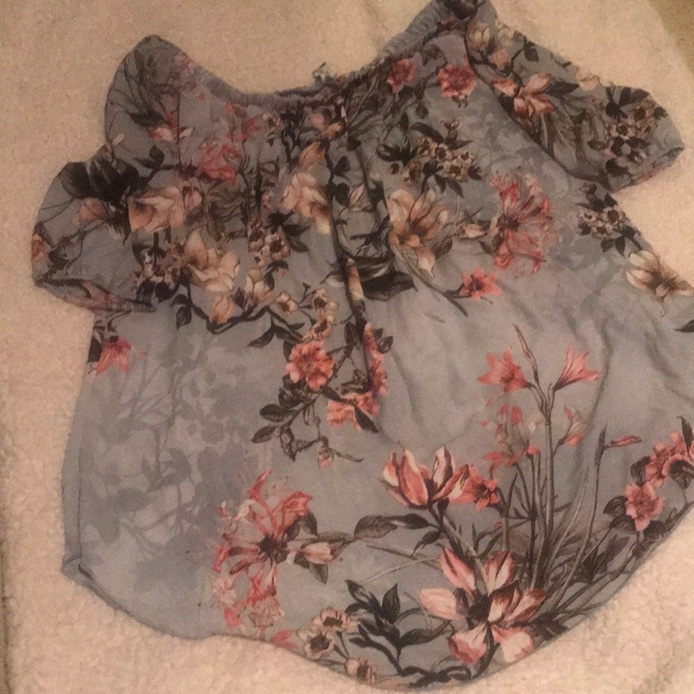 Gray Floral Top